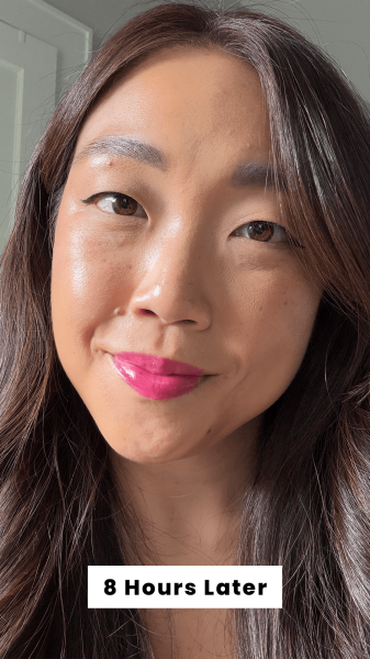 Lee 8 hours after applying the Urban Decay Lip Toy pH Lip Staining Oil