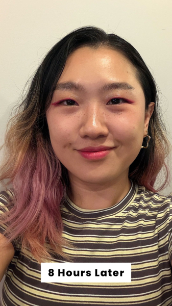 Allure Commerce Editor Sarah Han 8 hours after applying Peripera Ink Velvet Lip Stain